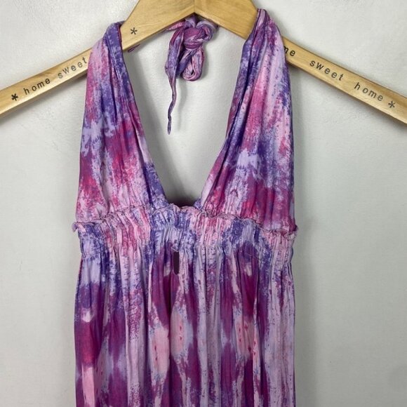 LoveShackFancy Tie Dye Maxi Dress Pink Purple Halter Size 2 Jellyfish Bohemian - Picture 6 of 12